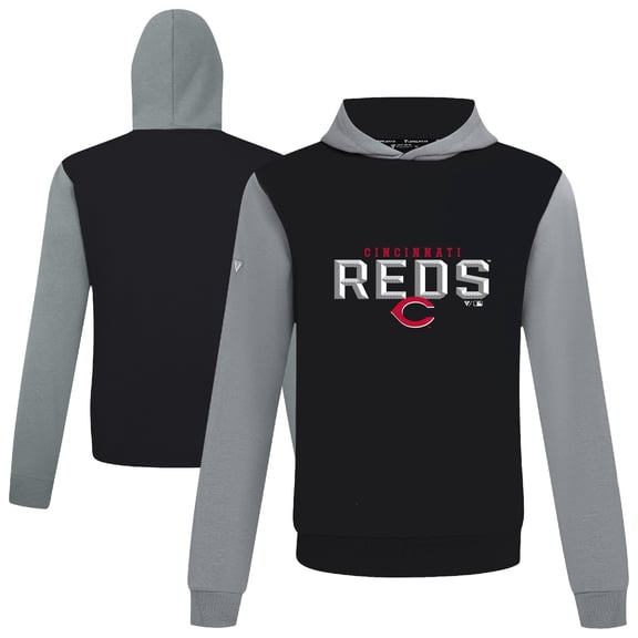Men's Levelwear Black Cincinnati Reds Throwback Carve Ultimate Hoodie