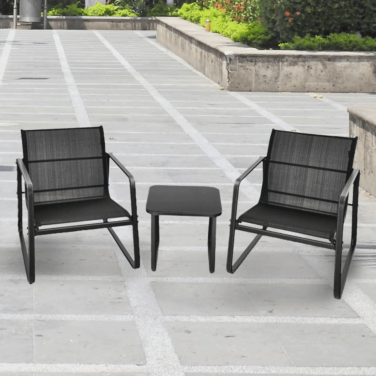3 Piece Patio Outdoor Conversation Bistro Set, Set of 2 Patio Metal