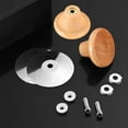 thumbnail image 4 of 2pcs Pot Lid Wood Knob Handle Replacement, Stainless Steel Base Round, Heat Resistant Scaldproof Pan Handle, Universal, 1.77in, 4 of 7