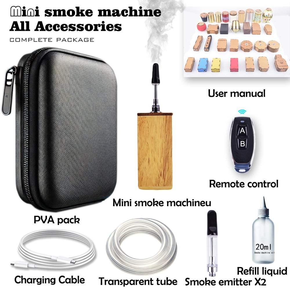 Mini Smoke Machine Fog for Halloween，Bamboo Products，Wireless Remote Control Fog Machine Suitable for  Photography， Party