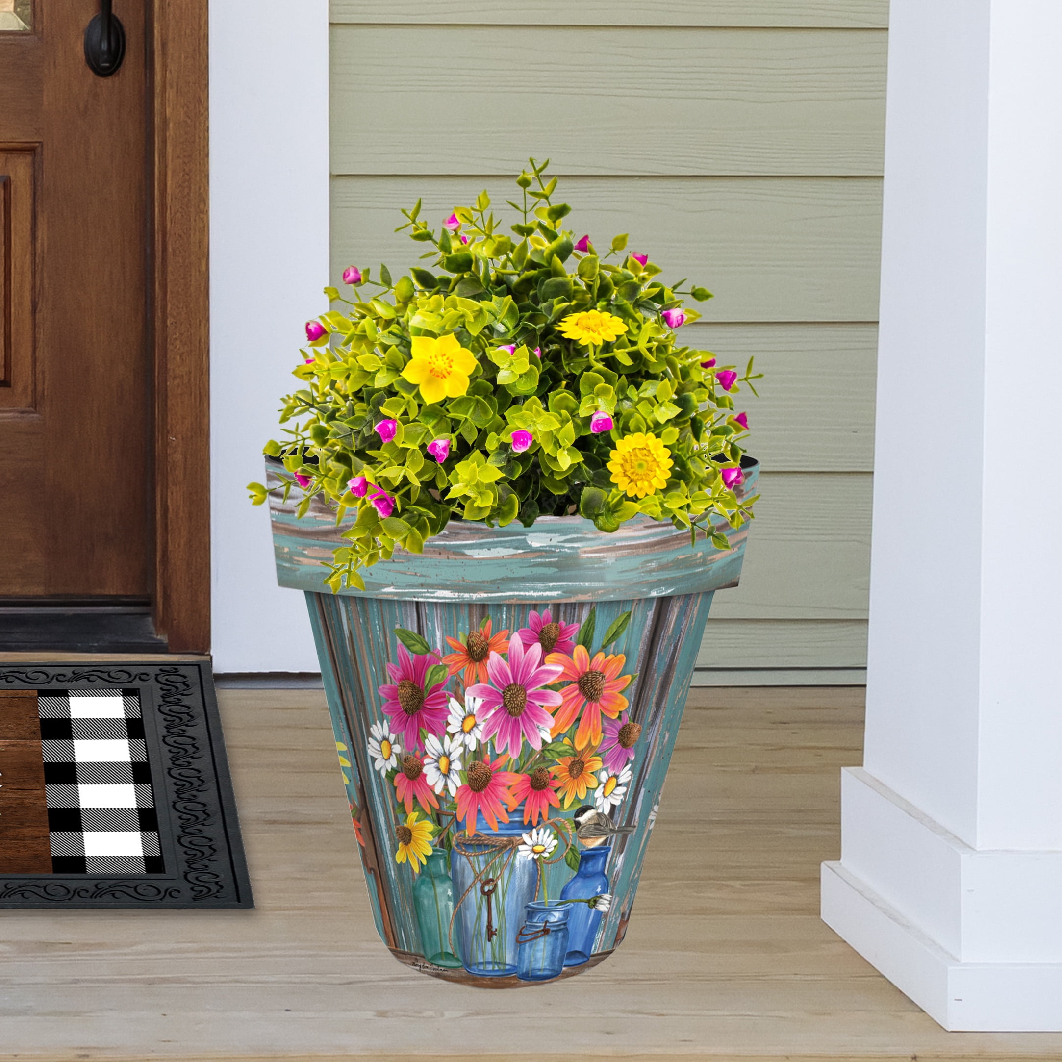 Briarwood Lane Summer Planter 14" x 15" x 15" Farm Fresh Flowers Large For Summer Planter