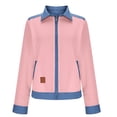 thumbnail image 5 of Fengactive Womens Denim Patchwork Zip Up Collar Jacket Casual Long Sleeve Lightweight Daily Wear Top, 5 of 6