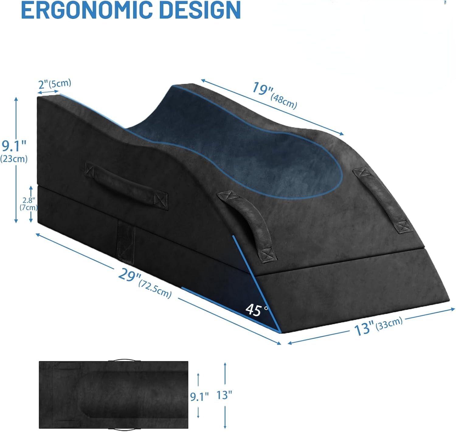 Leg Elevation Pillows, Wedge Pillow for After Surgery Or Rest, Memory Foam Leg Support Adjustable, Back Knee Hip Ankles Pain Relief, Knee Pillow for Sleeping Blood Circulation Black