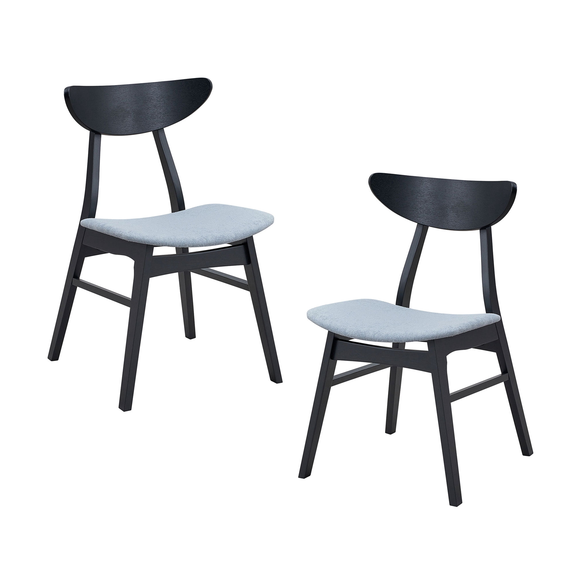 Dining Chairs Set, Kitchen Chairs, Modern Side Chairs&nbsp;Set of 2 Upholstered Dining Room Chairs, Rubber Wood Frame, Black, 30.71 Inch Height, Baby Blue Cushion