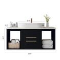 thumbnail image 5 of 40" Wall-Mounted Bathroom Vanity with Ceramic Sink, Floating Multi-Layer Solid Wood Cabinet with 2 Soft-Close Drawers & Open Shelves, Black, 5 of 8