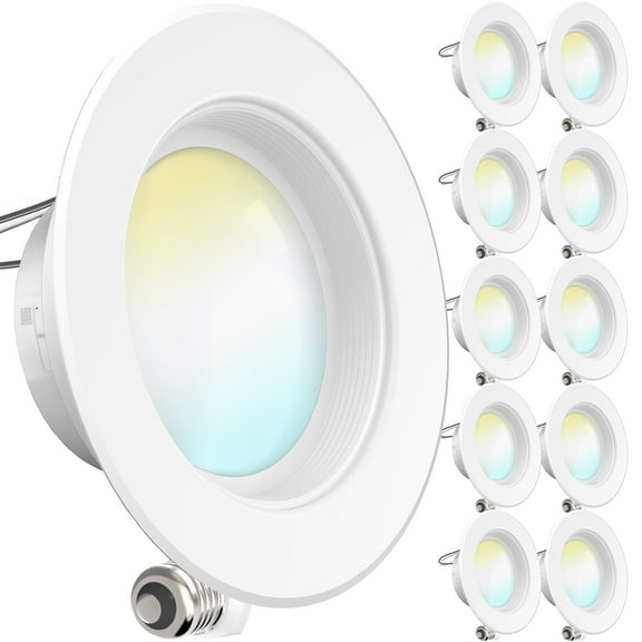 Sunco Lighting 10 Pack 4 Inch LED Recessed Downlight, Selectable, 5 Colors (2700K/3000K/3500K/4000K/5000K), 11W=60W, 660LM, Dimmable, Baffle Trim, Damp Rated, Simple Retrofit Installation – UL