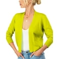 thumbnail image 5 of URBAN DAIZY Women's Classic 3/4 Sleeve Crop Bolero Cardigan Open Front Cropped Shrugs Knit Sweater A09_620 Lime XL, 5 of 7