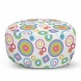 thumbnail image 1 of Colorful Pouf Cover with Zipper, Geometrical Theme Abstract Ornaments with Squares and Circles in Rainbow Colors, Soft Decorative Fabric Unstuffed Case, 30" W X 17.3" L, Multicolor, by Ambesonne, 1 of 5
