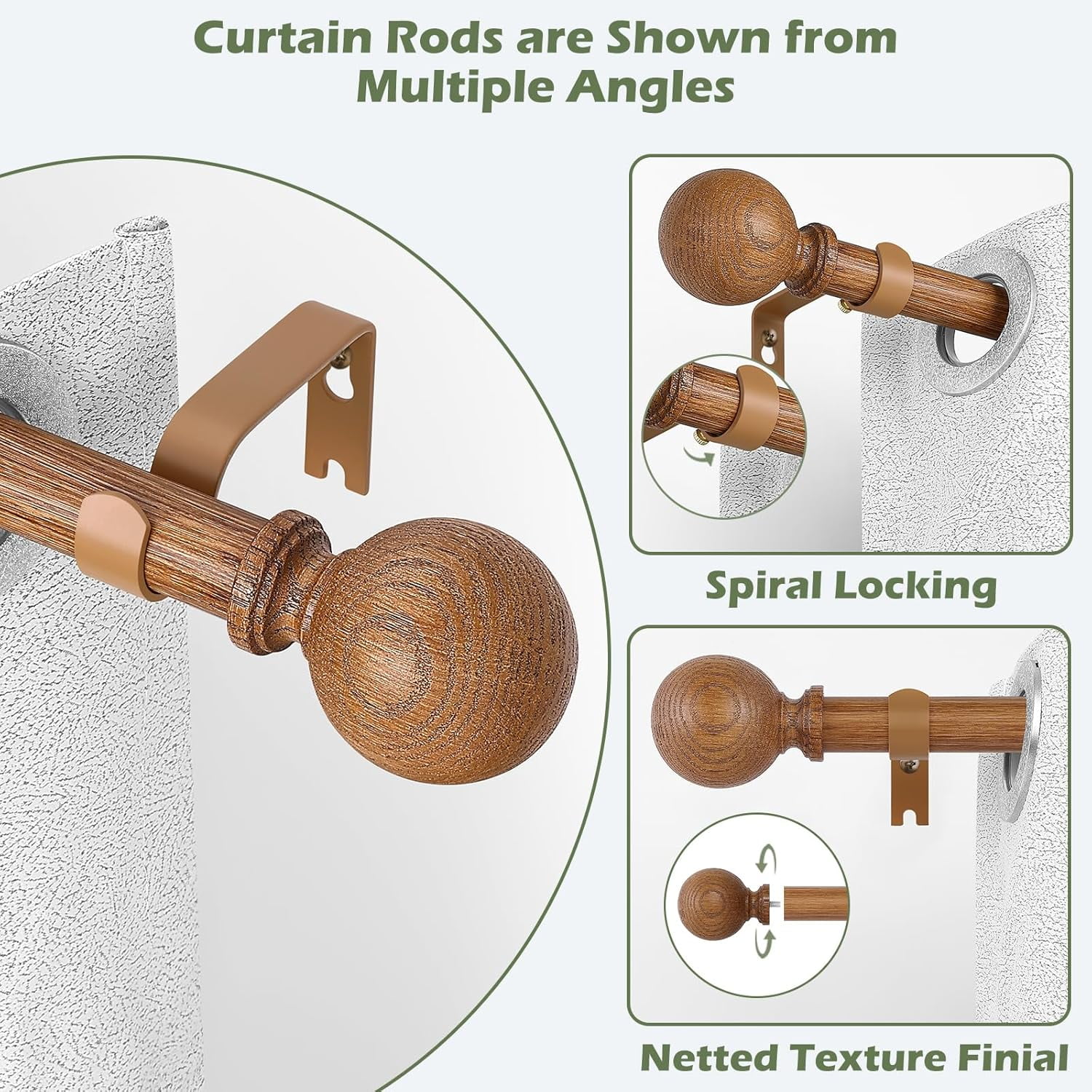 White Wood Curtain Rods for Windows:HTZON 1" Farmhouse Boho Rrustic Wooden Curtain Rod Living Room Bedroom,Decorative Adjustable Antique White Drapery Rods Faux Wood Grain Vintage Distressed,36-88"