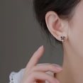 thumbnail image 2 of Solid 925 Sterling Silver Bow Hoop Earrings Huggie for Women Teens Black CZ Bowknot Hoop Earrings Ribbon Cartilage Huggie, 2 of 11