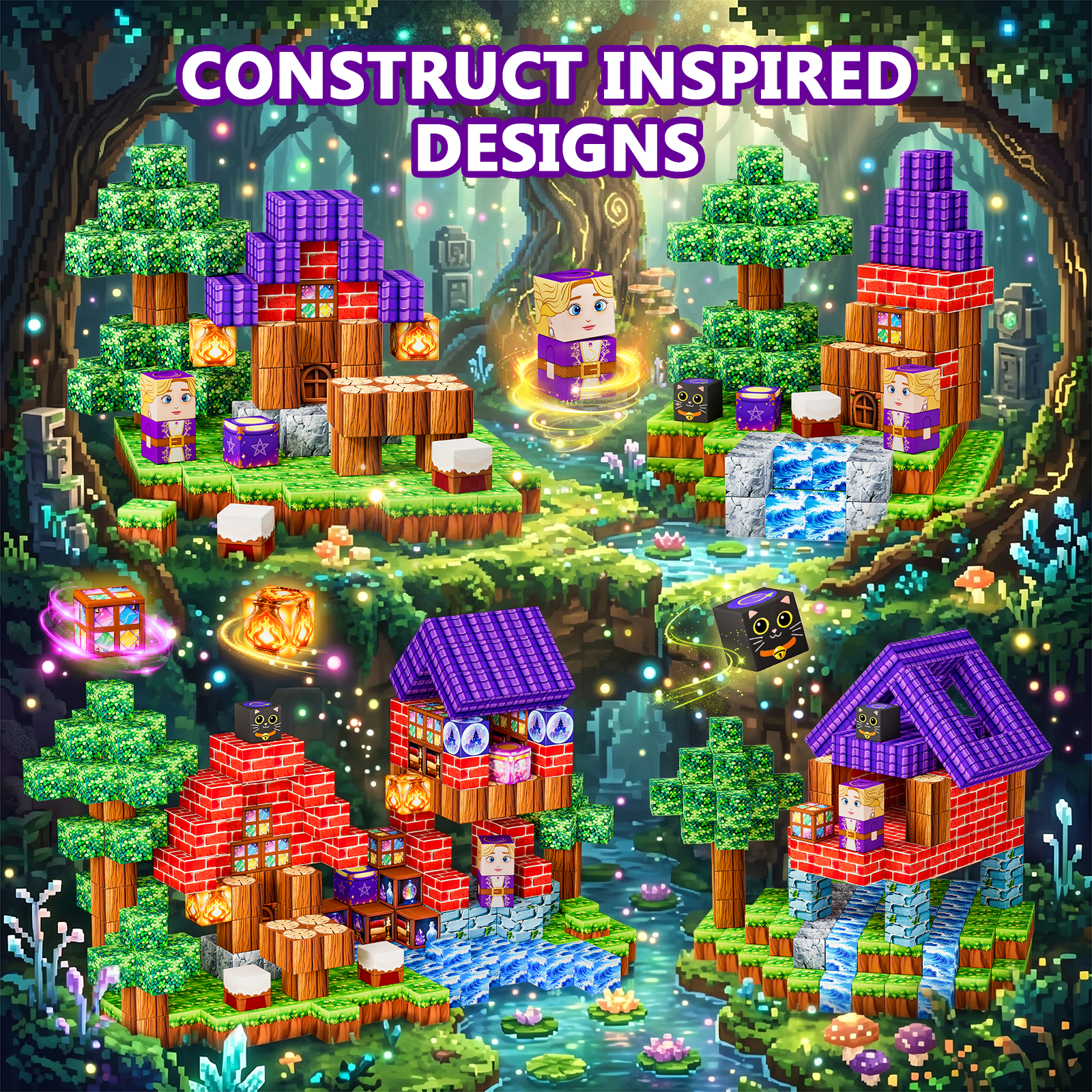 HXFOU 150-Piece Magic Forest Magnetic Building Blocks photo 2