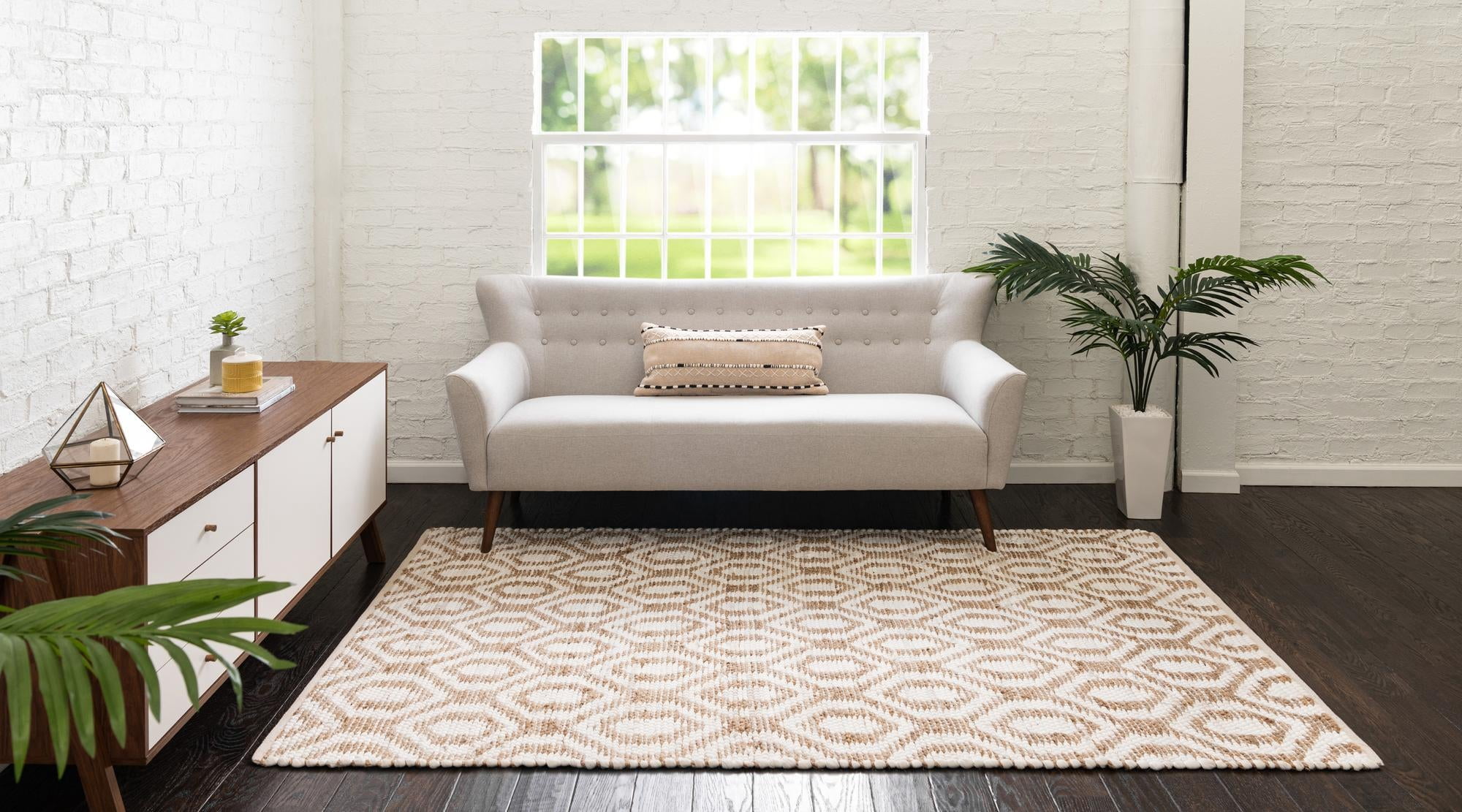 Unique Loom Chindi Jute Collection Area Rug (2' x 3' 1" Rectangle White/Natural)