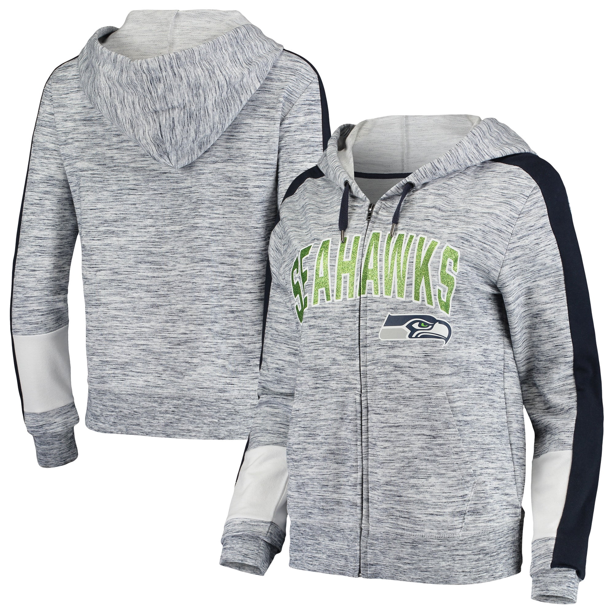 Seattle Seahawks New Era Women's Athletic Space Dye FullZip Hoodie College Navy