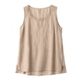 thumbnail image 5 of Pafei Tyugd Womens Linen Tank Tops Plus Size Dressy Lace Crew Neck Summer Tshirts Loose Fit Comfy Sleeveless Shirts for Daily Wear Beige XL, 5 of 8