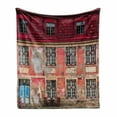 thumbnail image 1 of Urban Soft Flannel Fleece Throw Blanket, Old Aged Building in City Tallinn Estonia Antique Structure Windows, Cozy Plush for Indoor and Outdoor Use, 50" x 60", Ruby Pink Sky Blue, by Ambesonne, 1 of 6