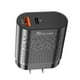 thumbnail image 4 of Cargador Adaptador de carga USB dual 20W QC3.0 Cargador portátil para teléfono portátil, negro, enchufe de EE. UU. Inevent EL000994-02, 4 of 7