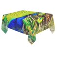 thumbnail image 1 of BSDHOME Peacock Cotton Linen Tablecloth 60x84 inches Tablecover Desk Table Cloth For Dining Room, Tea Table, Picnics, Parties, 1 of 5