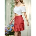thumbnail image 6 of JWD Women's Short Skirt Summer Pleated Elastic Short Skirt Drawstring Mini Skirts Dragon fruit red S, 6 of 10