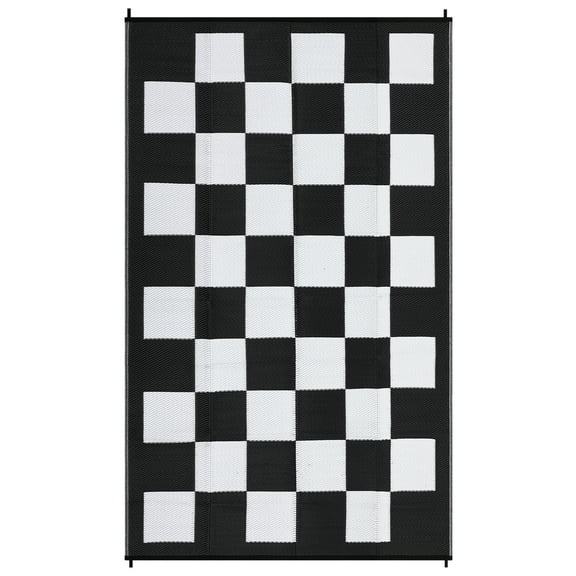8' x 10' Outdoor Rugs, Waterproof Outdoor Plastic Straw Rug, Modern Geometric Plaid Woven Carpet, Easy Cleaning RV Carpet, Lightweight Foldable Reversible Mat for Picnic, Backyard, Deck