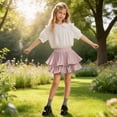 thumbnail image 2 of Summer Girls Cake Skirt Tiered Ruffle Dressy Casual Pleated A Line Shorts For Toddler Kids Apparel, 2 of 5