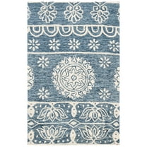 SAFAVIEH Micro-Loop Darian Geometric Area Rug, Blue/Ivory, 2'6" x 4'