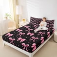 thumbnail image 3 of Erosebridal Pink Ribbon Bow Bed Sheets For Girls,Cute Stars Print Kids King Sheets 4-Piece, 3 of 6