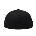 thumbnail image 2 of NMMUED Men's Brimless Docker Cap Solid Color Retro Sailor Hat Adjustable Skull Cap Beanie Black One Size, 2 of 7