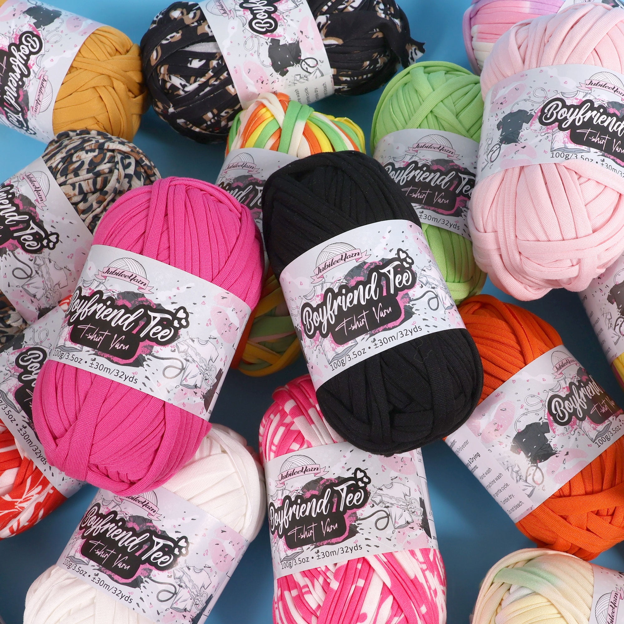 JubileeYarn Boyfriend Tee Yarn – 100g/Skein Polyester - Heartthrob - 4 Skeins