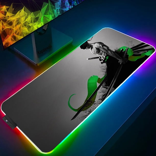 Alfombrilla de ratón RGB de una pieza, accesorios Kawaii para juegos, alfombrilla antideslizante para ratón, luz LED de Anime, alfombrilla para teclado Xxl LIUWENJING unisex