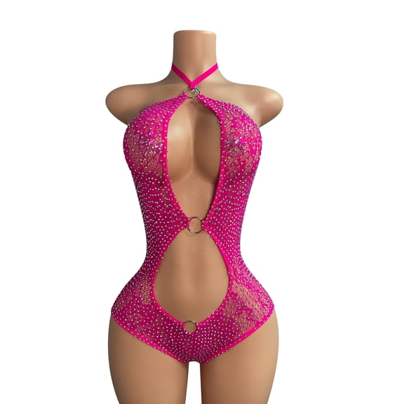 Pink Rhinestone Cutout Onesie