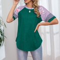 thumbnail image 2 of Gibobby Blusas Termicas Dama Blusa de mujer de manga corta estampada con cuello redondo y costuras redondas sexy para mujer（Verde， S), 2 of 4