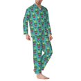 thumbnail image 2 of Naloa Sunmmer Cat Men’s Pajamas Set - Long Sleeve Button Down Sleep Shirt and Pajama Bottoms Sleepwear Set-Medium, 2 of 7