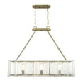 thumbnail image 3 of Warm Brass Three Light Linear Chandelier from the Genry Collection, 3 of 5