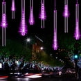 thumbnail image 3 of Falling Rain Lights Meteor Shower Lights Christmas Lights 30cm 8 Tube 144 LEDs, Falling Rain Drop Icicle String Lights for Christmas Trees Halloween Decoration Holiday Wedding - Purple, 3 of 7