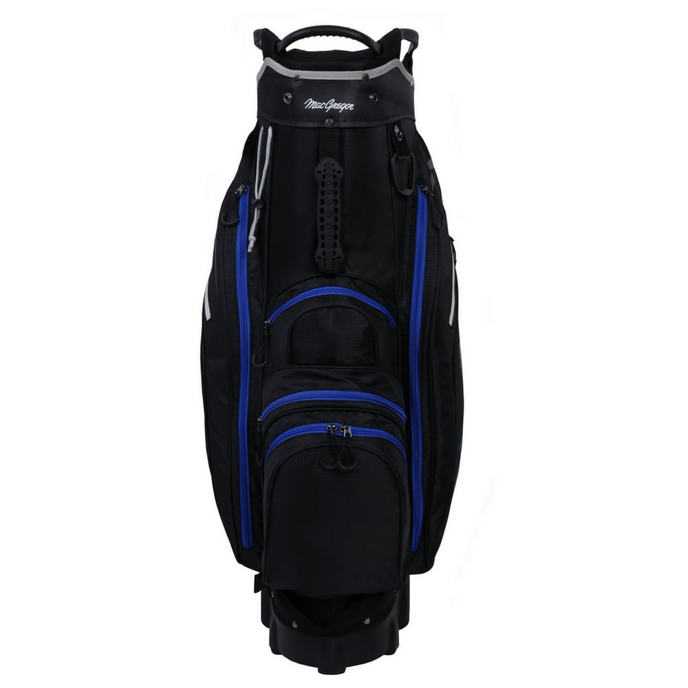 MacGregor Golf VIP Cart Bag with Built In Wheels / Handle, 14 Way Divider, Black/Blue