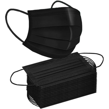 50 PCS Black Disposable Face Masks Safety Soft Breathable Elastic Ear Loop Face Masks for Women and Men Daily Comfy mask(50, Black)