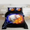 thumbnail image 2 of Homewish Baseball Sport Lover Bedding Comforter Set,Abstract Lightning Twin Comforter Sets,Orange White Black Bedding Set For Boys Kids,Super Cozy Room Decor Reversible,2-Piece, 2 of 8