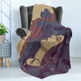 thumbnail image 4 of Feminine Soft Flannel Fleece Throw Blanket, Woman Surrounded by Abstract Floral Ornaments Curly Hair Modern Art, Cozy Plush for Indoor and Outdoor Use, 70" x 90", Multicolor, by Ambesonne, 4 of 5