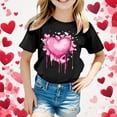 thumbnail image 2 of XEGLSBU Girls Short Sleeve Shirts Size 10-12 Graphic Valentine's Day Children's Short Sleeve Top Printed T Shirt Casual Shirt Black Size 12-13 Years, 2 of 4
