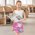 thumbnail image 6 of Girls' Skorts Elastic Waist Skorts with Inner Shorts Athletic Workout Shorts Skirts Unicorns and Clouds X-Small, 6 of 9