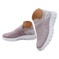 thumbnail image 3 of Walking Shoes Women Casual Lightweight Slip on Loafers Comfy Soft Sole Stretch Knit Mesh Solid Color Sneakers Light Purple Size 9, 3 of 8