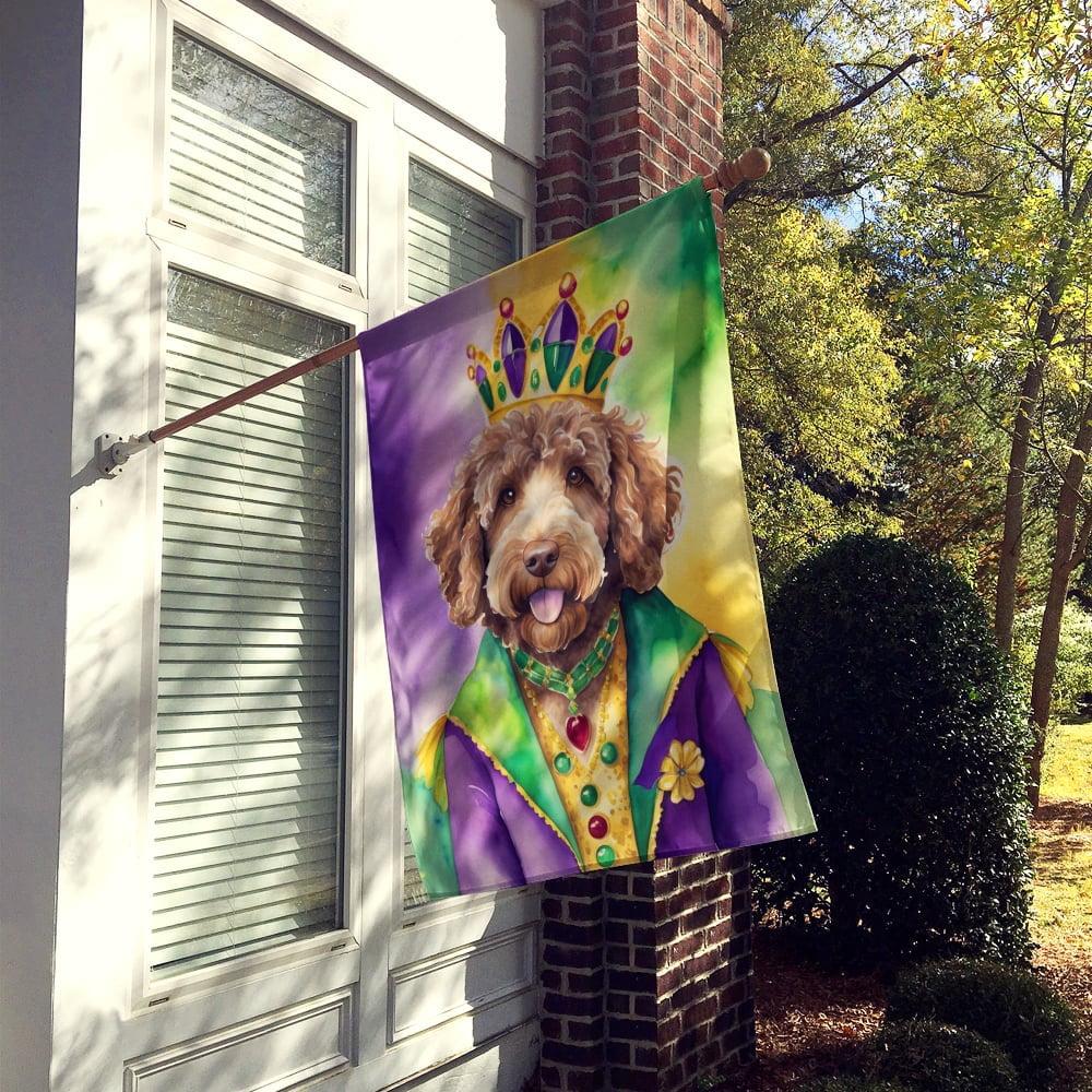 Labradoodle King of Mardi Gras House Flag 28 in x 40 in