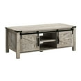 thumbnail image 1 of OKD Farmhouse 48 Inch Coffee Table w/ Sliding Barn Doors, Light Rustic Oak, 1 of 8
