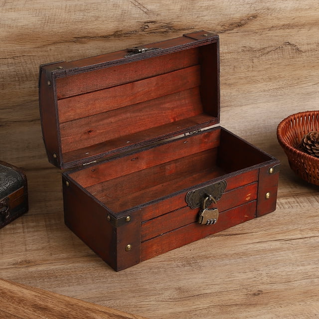 Caja de almacenamiento de Madera vintage Ecomeon Cofre del Tesoro con bloqueo