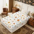 thumbnail image 5 of Manfei Cottagecore Blossom Twin Sheets 3pcs,Vintage Flowers Leaves Bedding,1 Flat Sheet,1 Fitted Sheet and 1 Pillowcase, 5 of 6