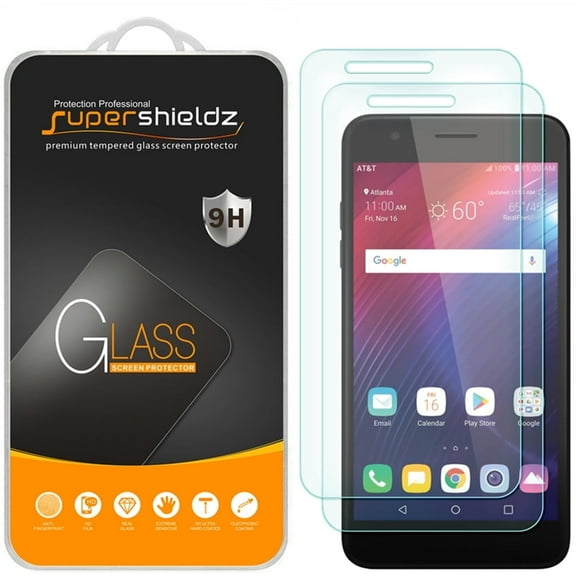[2-Pack] Supershieldz for LG Xpression Plus Tempered Glass Screen Protector, Anti-Scratch, Anti-Fingerprint, Bubble Free