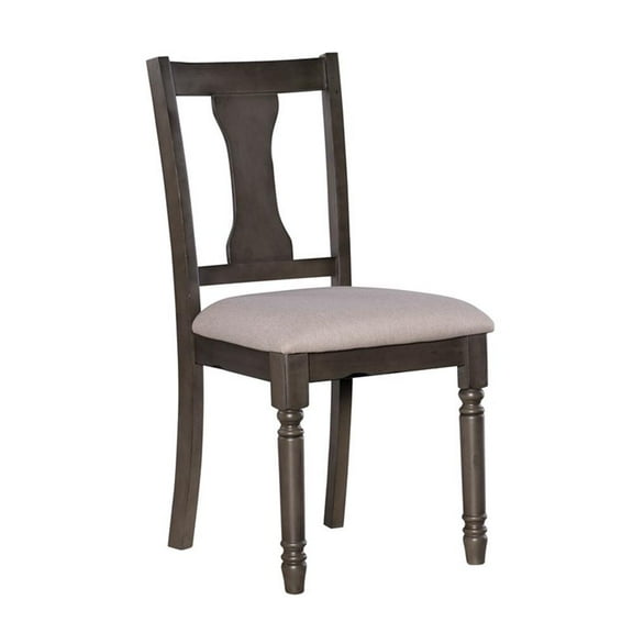 Pemberly Row Transitional Wood Set of Two Dining Side Chairs in Gray