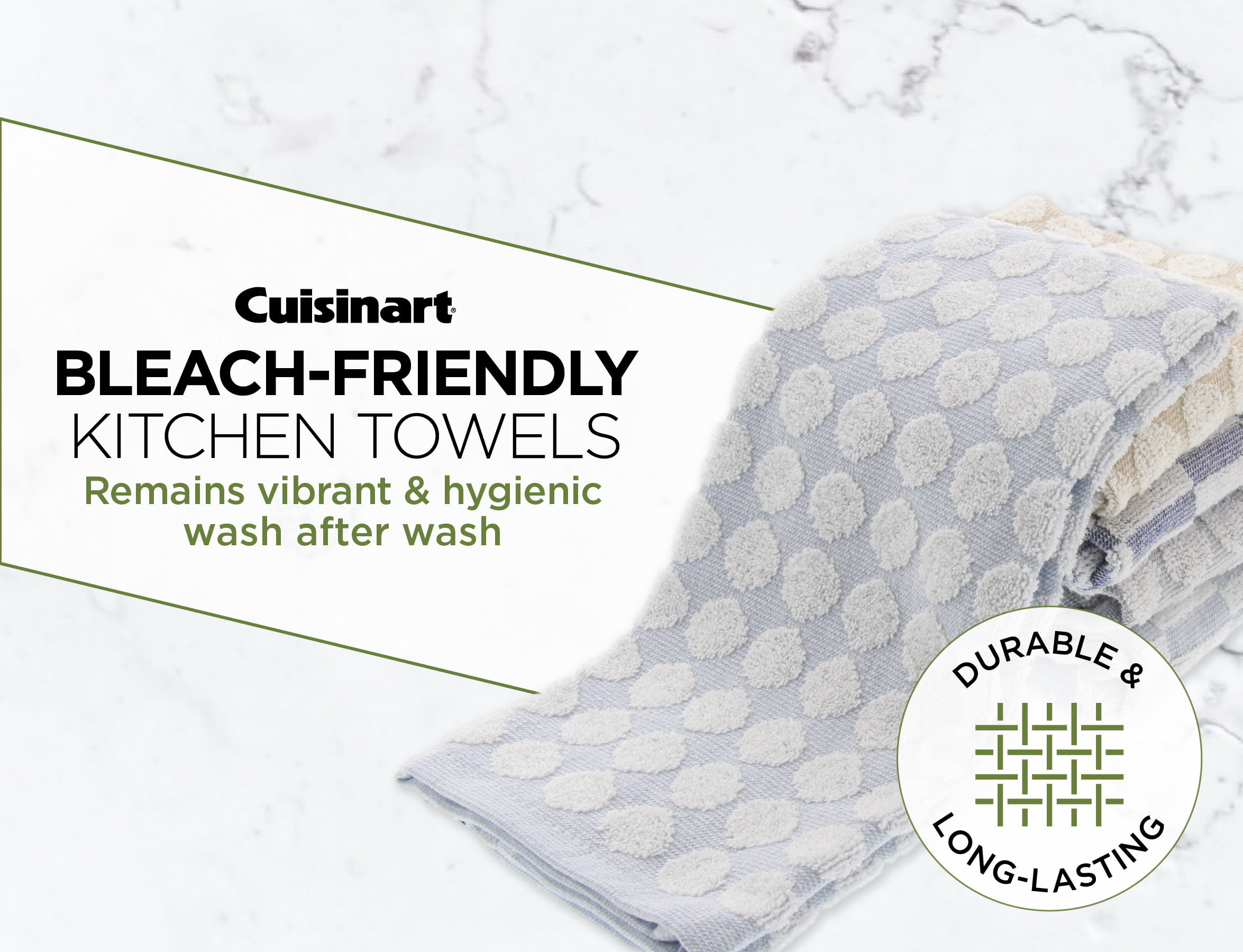 Cuisinart Bamboo Dish Towel Set-Kitchen and Hand Towels for Drying Dishes/Hands - Absorbent, Soft and Anti-Microbial-Premium Bamboo/Cotton Blend, 2