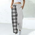 thumbnail image 2 of QATAINLAV Cinch Bottom Sweatpants for Women Casual High Waisted Pockets Joggers 2025 Fashion Plaid Lounge Trousers Baggy Sport Workout Pants Gray S, 2 of 6