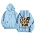 thumbnail image 2 of idosla Jesus Loves You Hoodie Christian Faith Religious God Tops Man Woman Pullover Sweatshirt Longsleeve (Sky Blue, M), 2 of 7